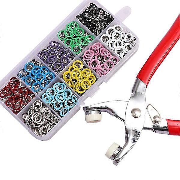 Snap fasteners with tool 100 pcs 9.5 mm - Perfet MultiColor