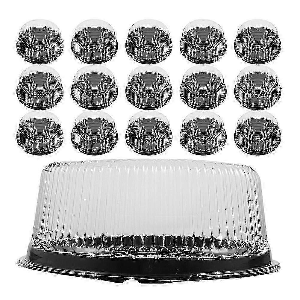Caja de plástico redonda para guardar pasteles, reutilizable, impermeable, 23,5 x 23,5 x 1,5 cm, 20 unidades