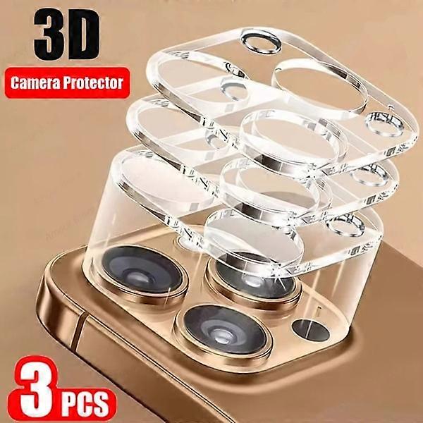 3-Pack 3D Clear Camera Lens Protector Compatible with iPhone 11/12/13/14/15/16 Pro Max, Plus, Mini - Tempered Glass