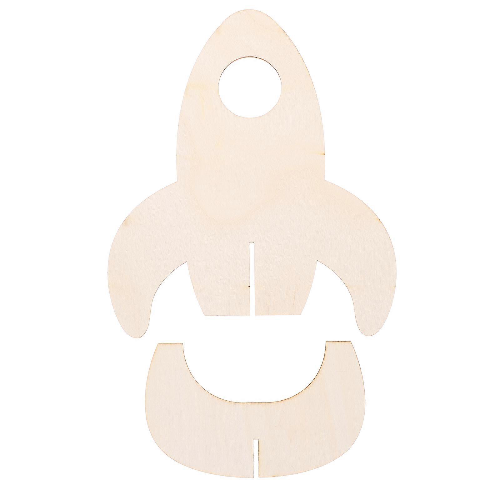 Wooden Rocket Toy for DIY Creativity 5Pcs Unpainted Assembly Set