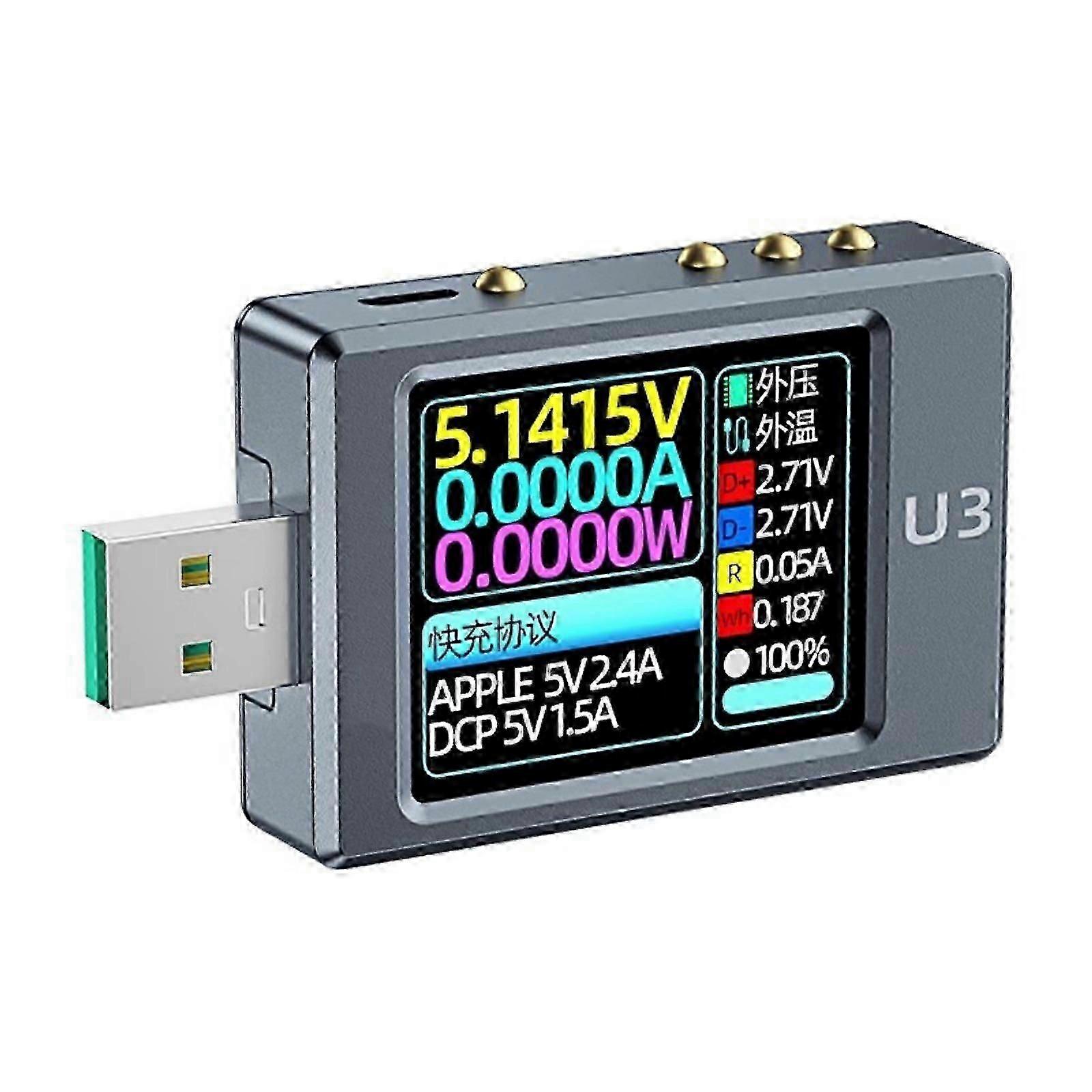 U3 USB Voltage Meter Power Capacity Fast Charging Protocol Tester Quantity Meter