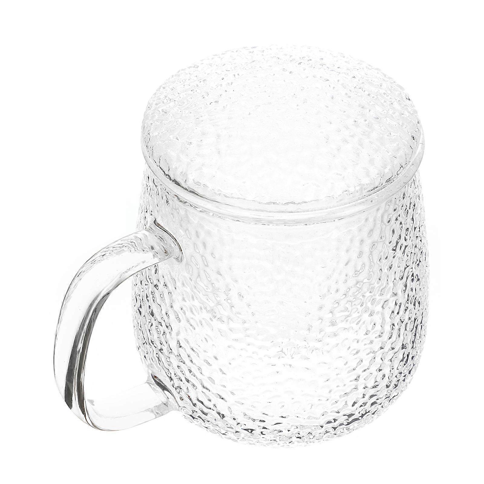 Office Tea Cup Borosilicate Glass with Lid for Drinking 3Sets Transparent