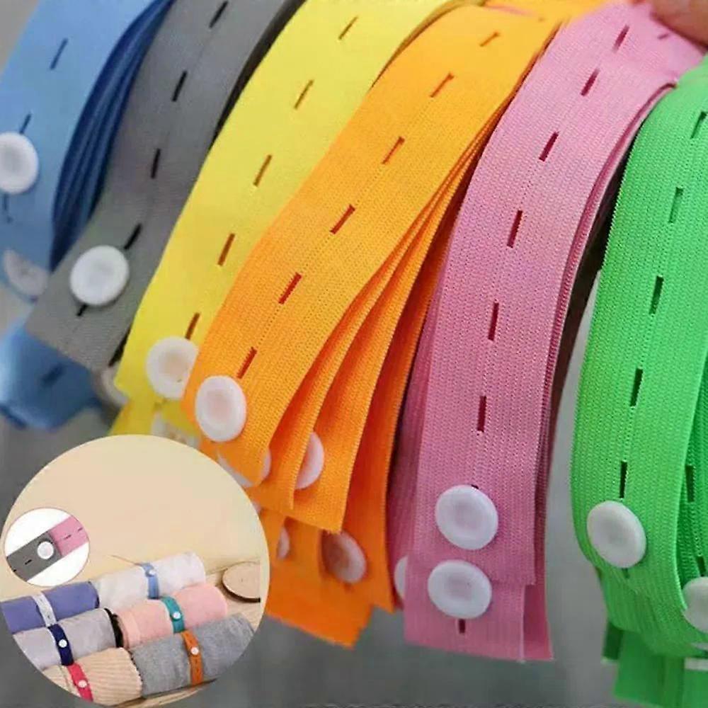 10/30Pcs DIY Craft Sewing Garment Elastic Bands Nylon with Button Hole Adjustable Roll-up Garment Sock Organizer Colorful
