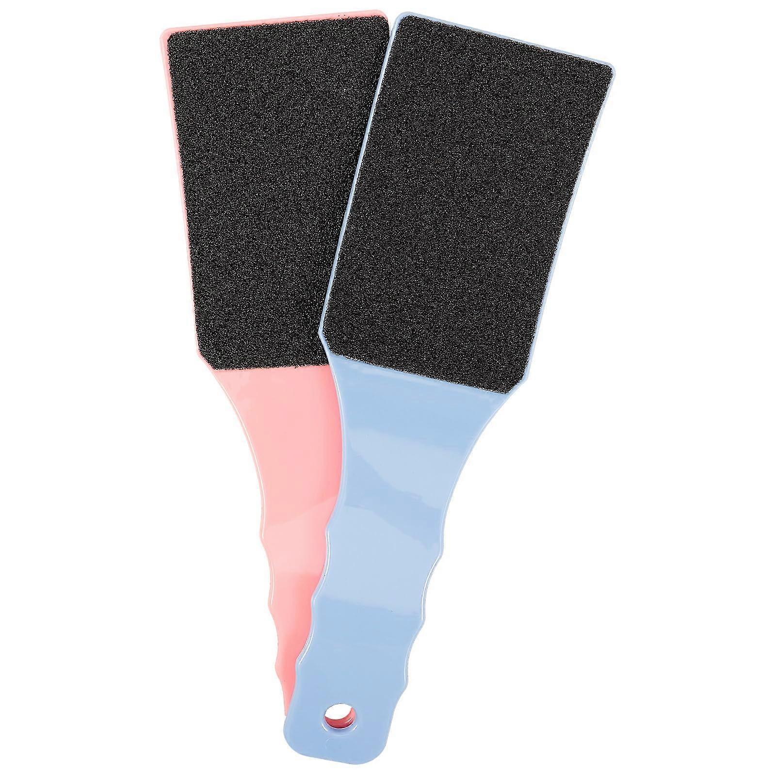 2pcs DoubleSided Foot File Pedicure Rasp for Dead Skin Removal with Ergonomic NonSlip Handle in Blue and Pink