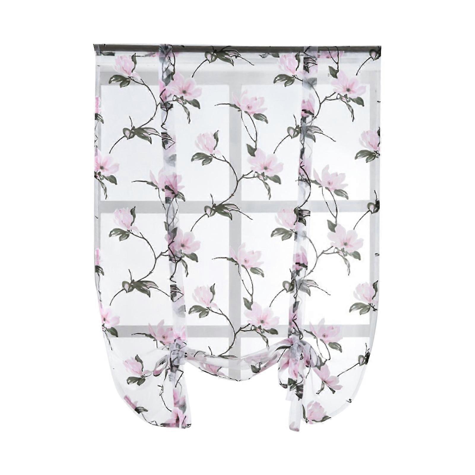 Roman Flower Curtains Kitchen Valance Tulle Sheer Panel Bedroom Window Drape