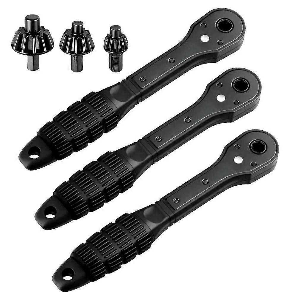 3pcs 3in1 Ratcheting Drill Chuck Key Tool, Universal Double Head Wrench for Electric Drills