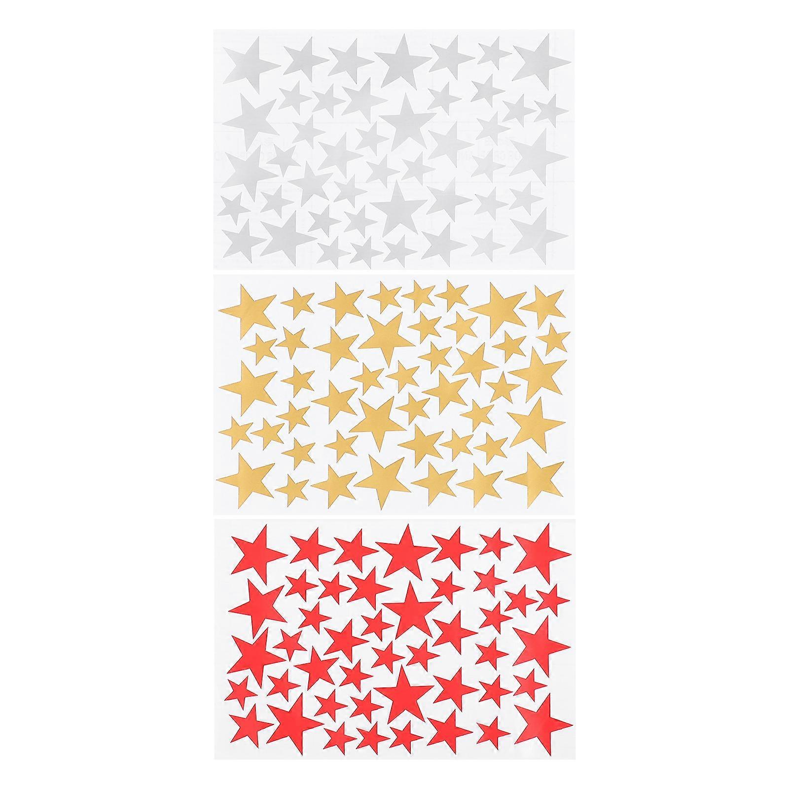 Self-adhesive Star Decor Stickers Red PVC Five-pointed Star 3Sheets