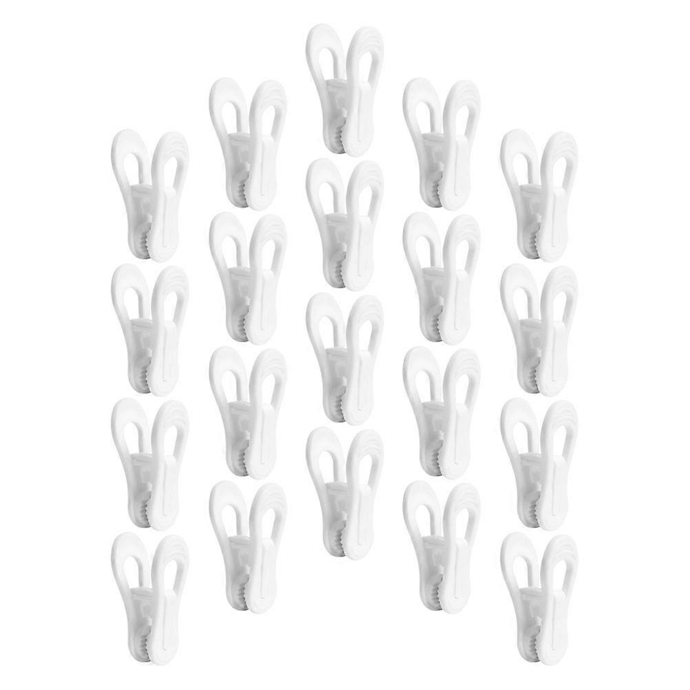 Plastic Clothes Clips Windproof Laundry Pegs for Clothes 20Pcs White