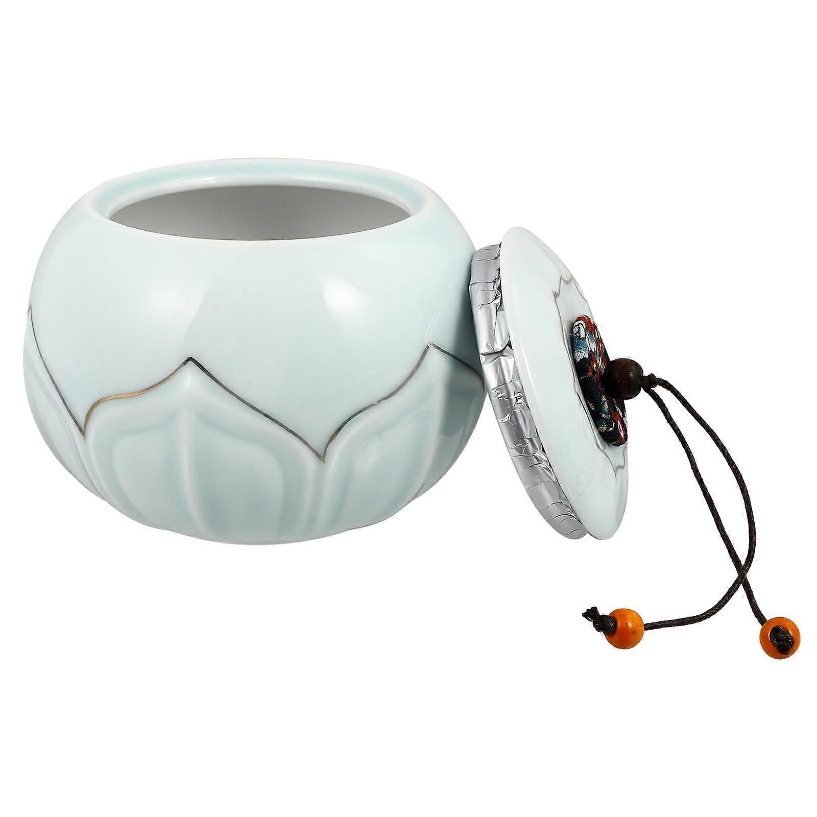 Ceramic Lotus Tea Storage Jar for Household Kitchen Use 1Pcs