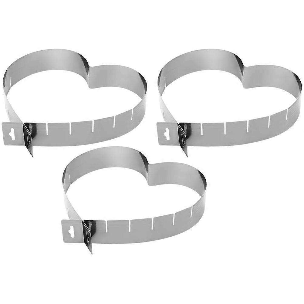 Adjustable Cake Mold Stainless Steel for Baking Use 3Pcs Heart Shaped Tool