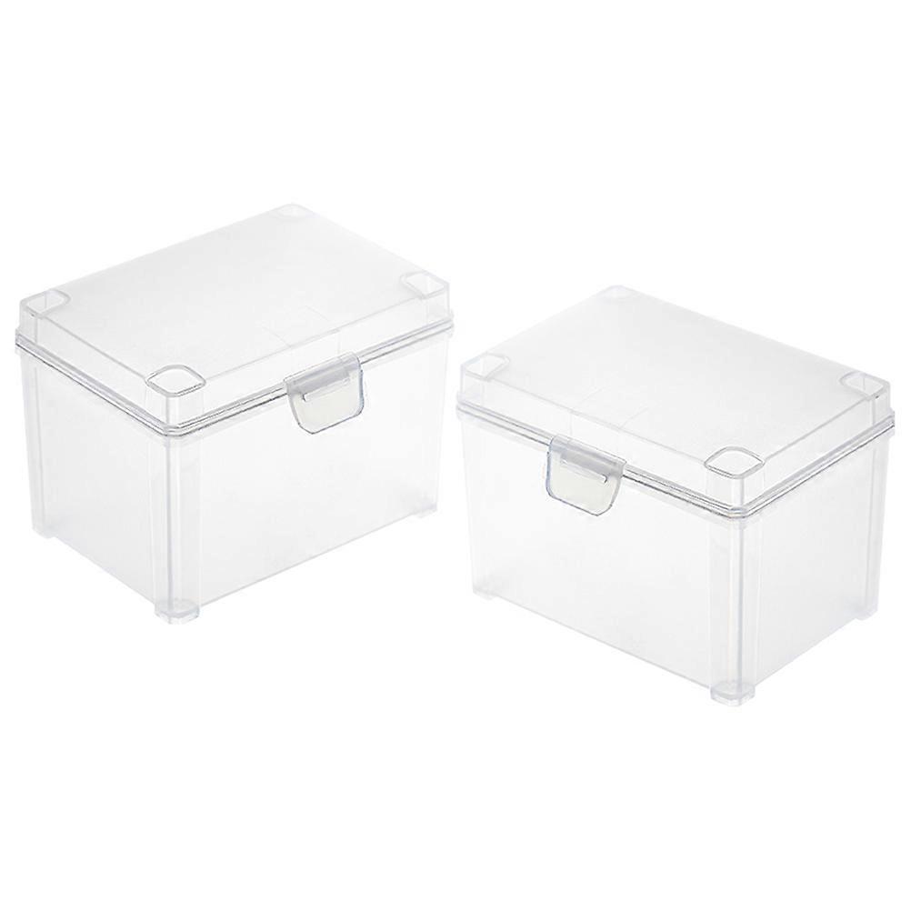 Transparent Plastic Card Organizer Boxes for Storage 2Pcs Small Containers