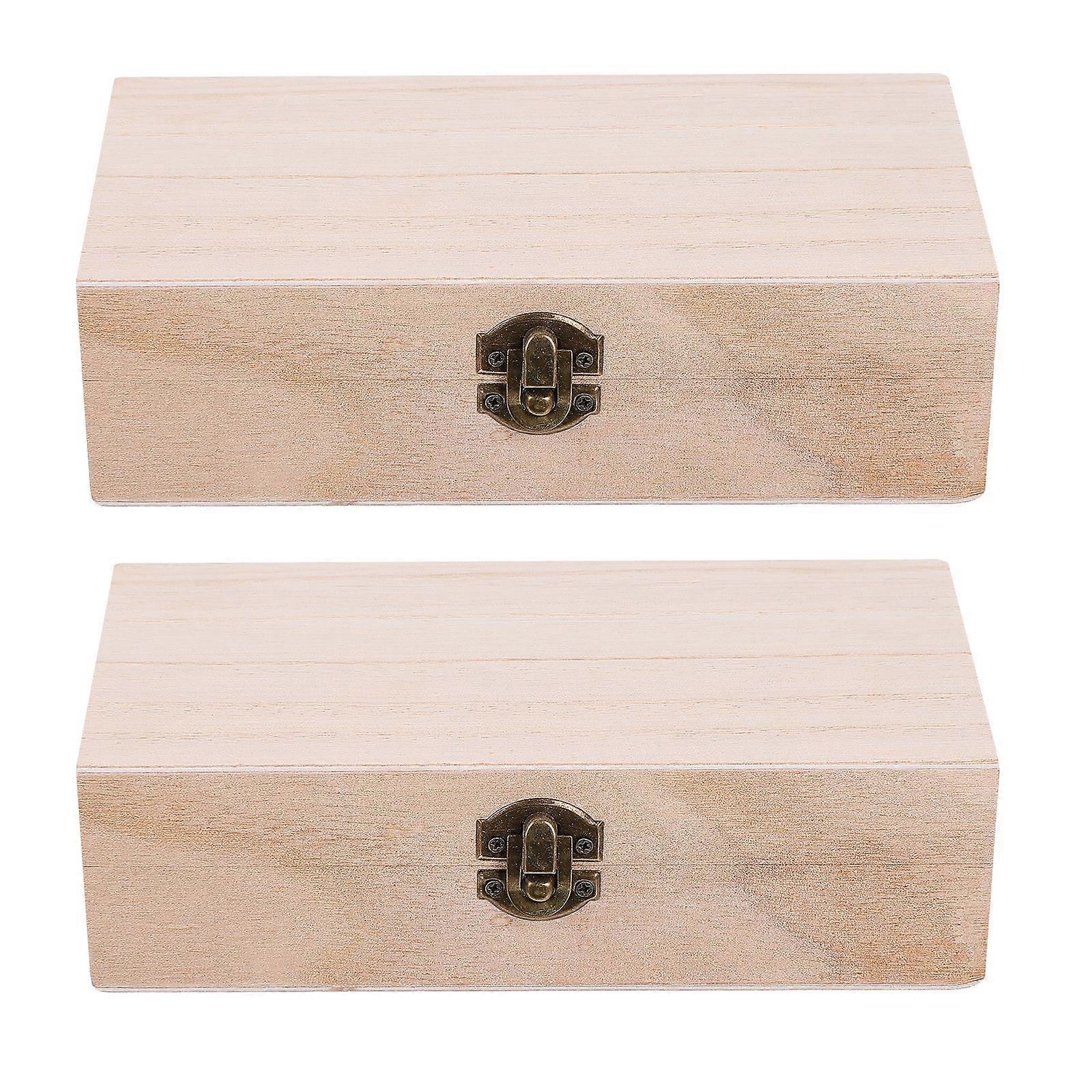 1 Set 2Pcs Retro Wooden Gift Packing Boxes Creative Oblong Gift Storage Boxes