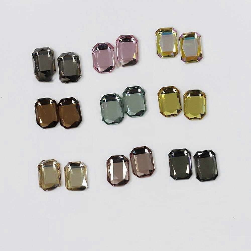 Press On Nails with Square Crystal Rhinestones Full Coverage Tips for DIY Manicure 9 Colors