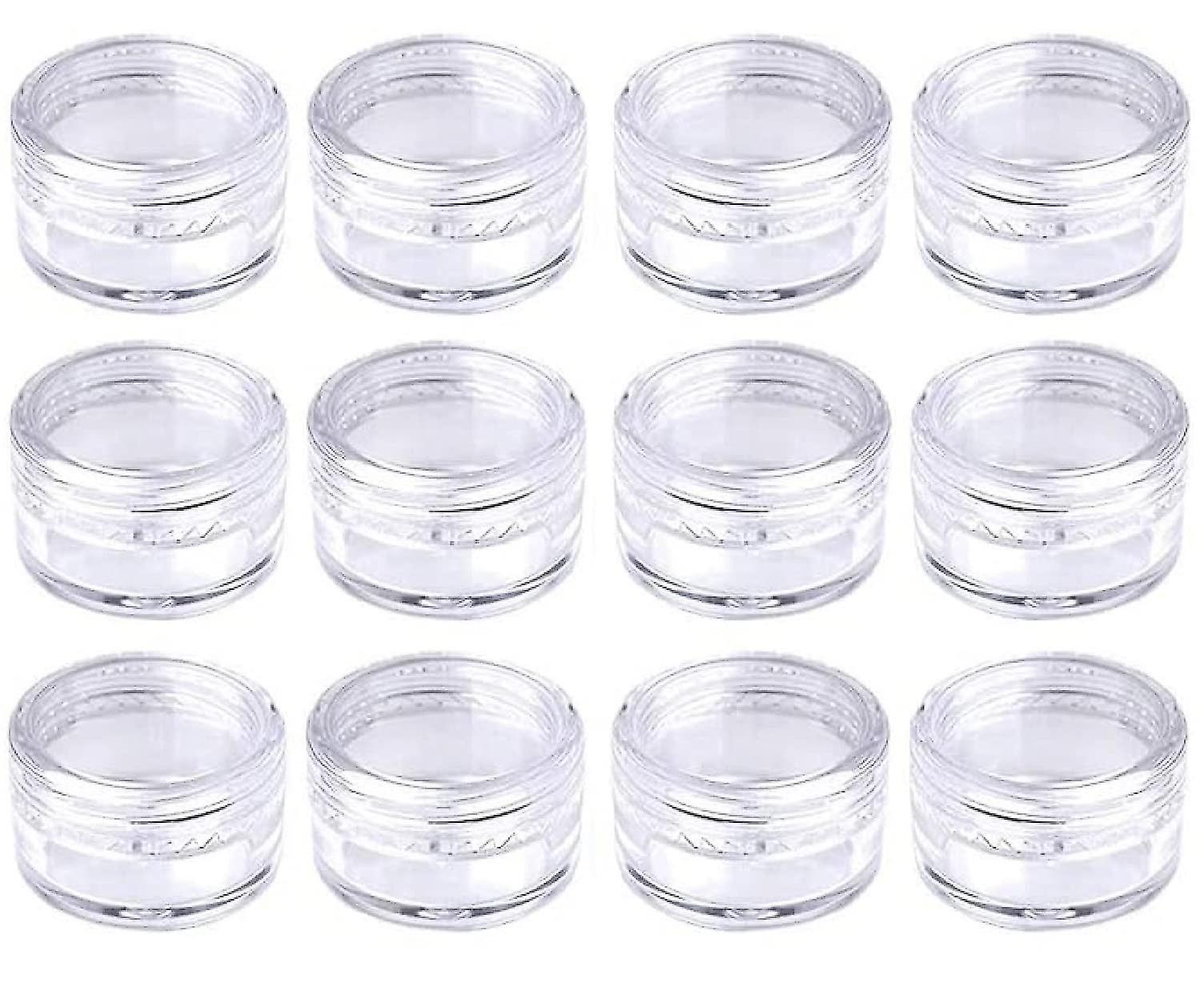 12 Small Clear Round Travel Sample Jar Pots 5ml Empty Plastic Cosmetic Jars With Lids