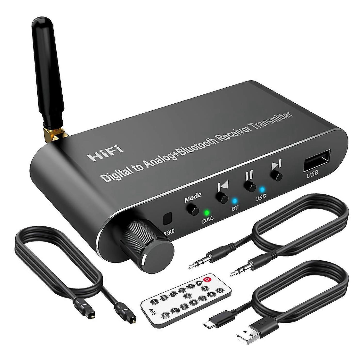 Bluetooth 5.1 Sendermottaker Digital Til Analog Lydomformer