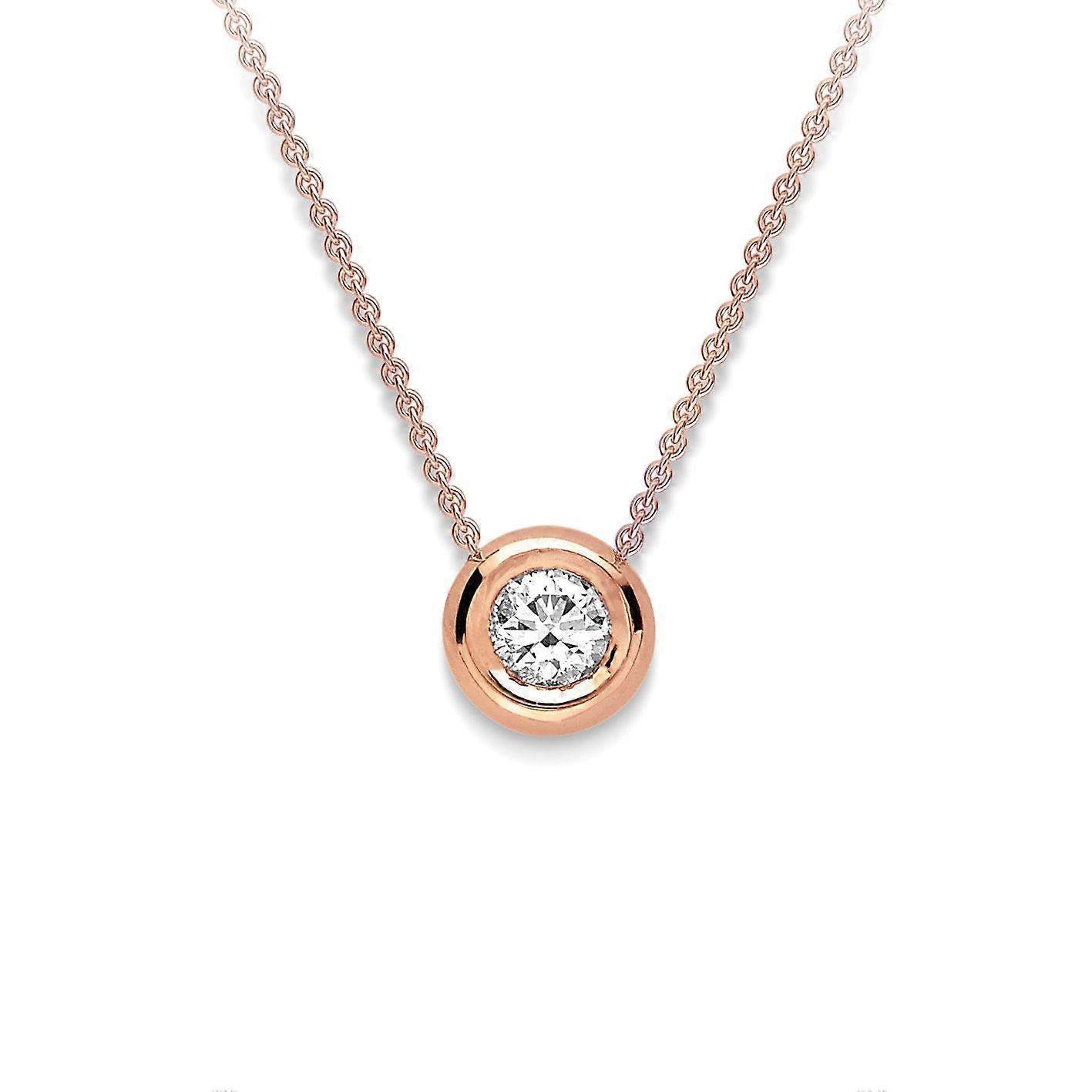 Jewelco London 18ct Rose Gold Diamond Donut Bezel Slider Solitaire Necklace 0.9mm 18" 45cm 21pts
