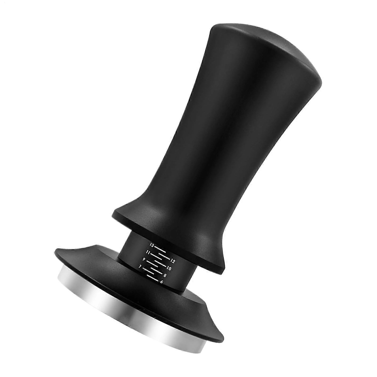 53mm Spring Loaded Coffee Tamper with Adjustable Depth, Ergonomic Flat Base, Stainless Steel