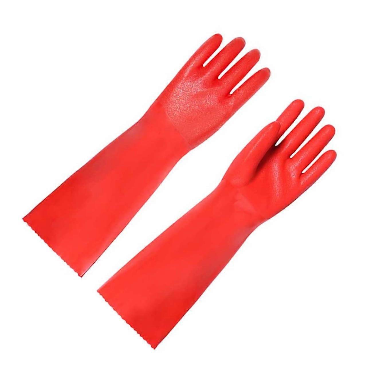 Thickened NonSlip Dishwashing Gloves Red Reusable Rubber Kitchen Cleaning Gloves for MultiTask Use