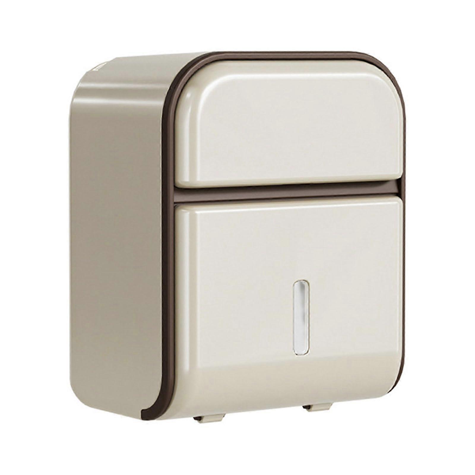 Wall Mounted Tissue Box Holder with Space Saving Storage, Cream White PP for Home Kitchen Car