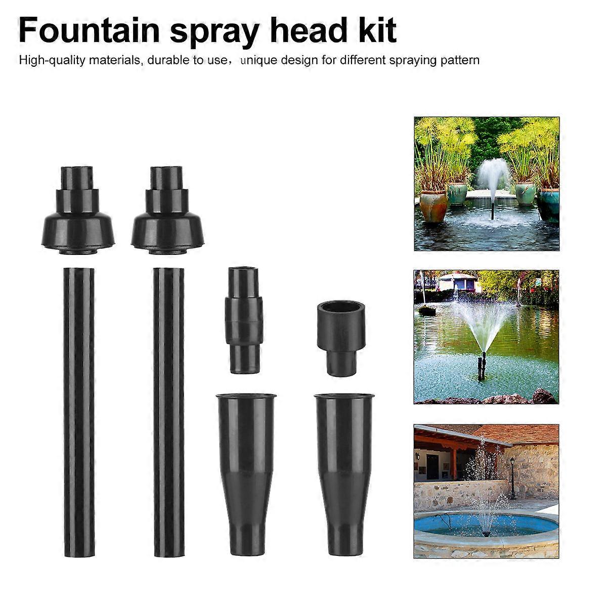 Fountain Spray Head Black Plastic Nozzle for Water Pump 8Pcs Set