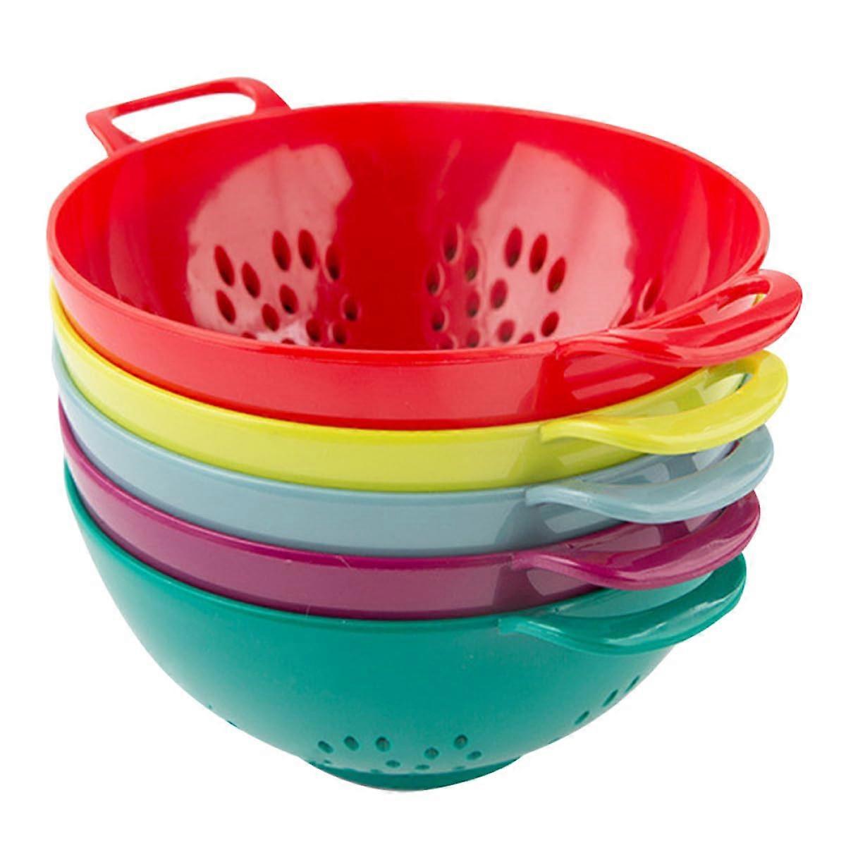 5Pcs Large Capacity Fruit Strainer Basket and Vegetable Colander Set for Multipurpose Kitchen Use