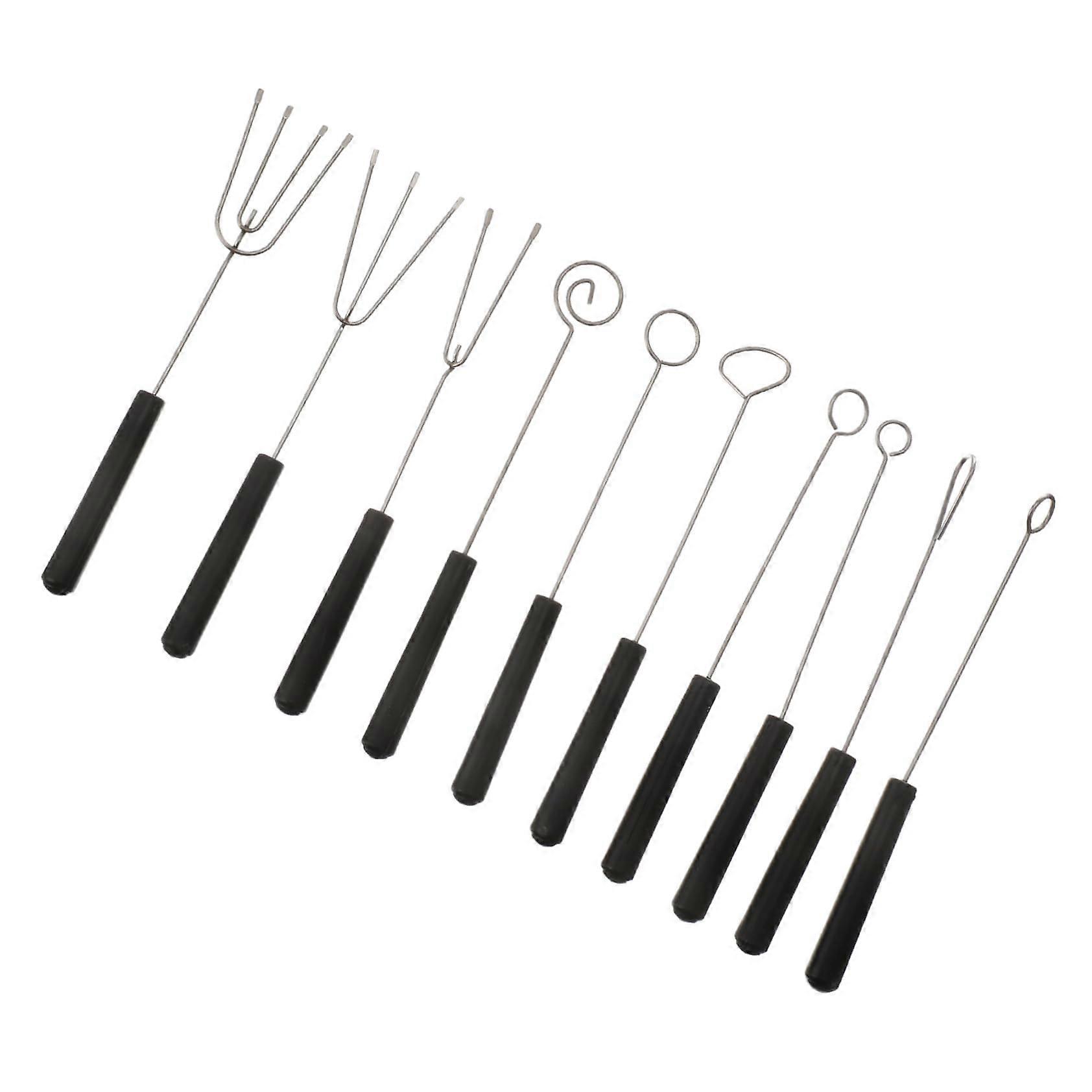 10pcs Stainless Steel Chocolate Dipping Fork Set for Cake Candy Fruit Decorating and Baking
