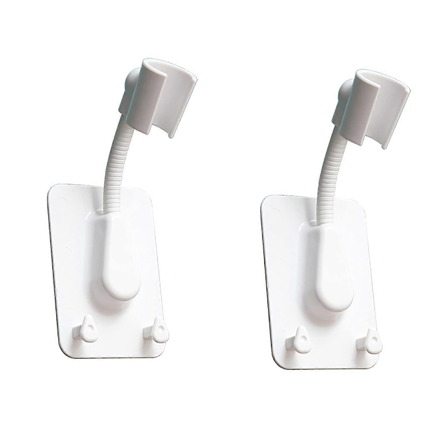 Shower Head Holder 2PCS White 360° Adjustable Strong Adhesive Wall Mounted No Drill Handheld Bracket