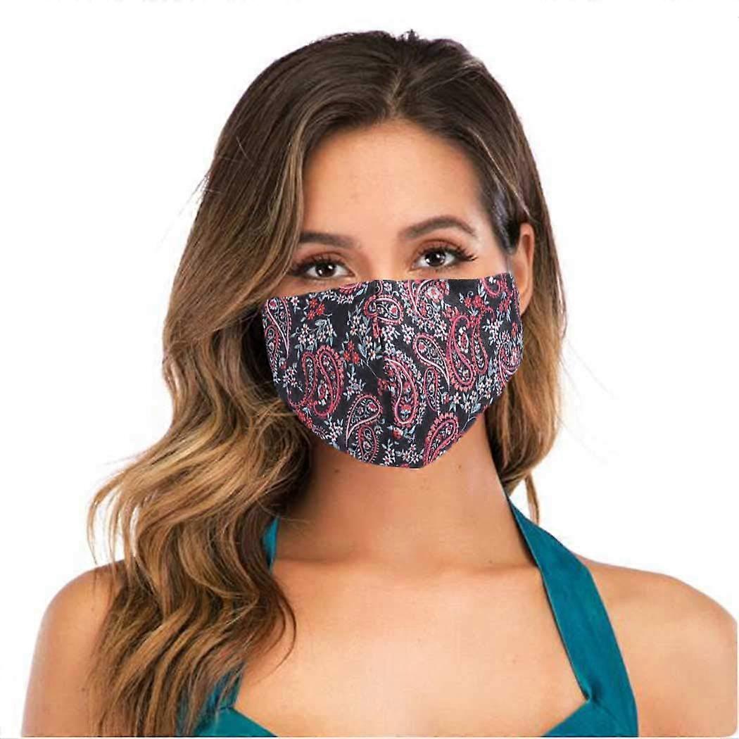 Reusable Washable Face Mask with Adjustable Ear Loops, 3Layer Cotton Nose Wire for Adults