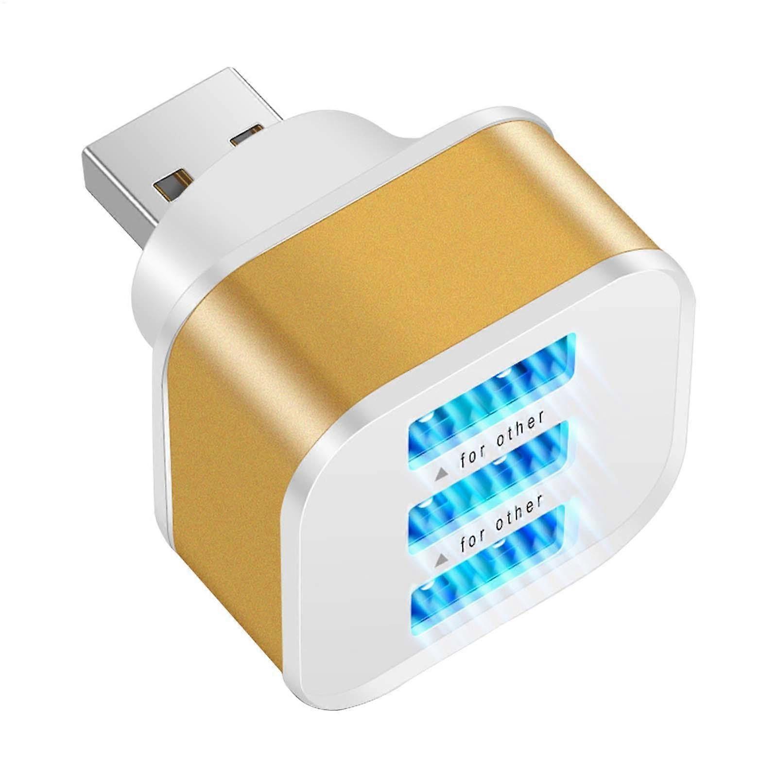 USB Hub 3 Port USB Splitter for Laptop MultiDevice Connection Plug and Play Gold