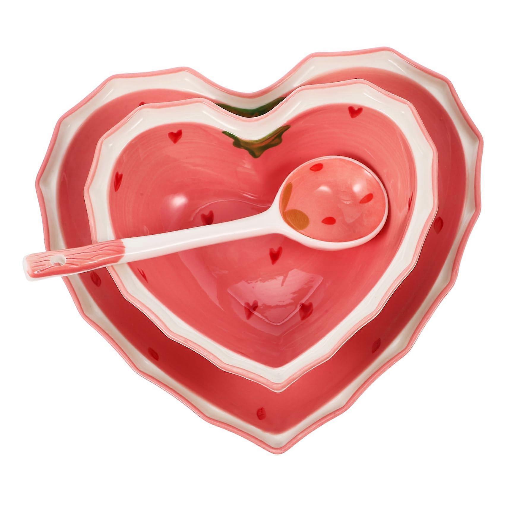 Ceramic Salad Bowls Set with Spoons and Plates, Decorative MultiFunction Tableware for Parties