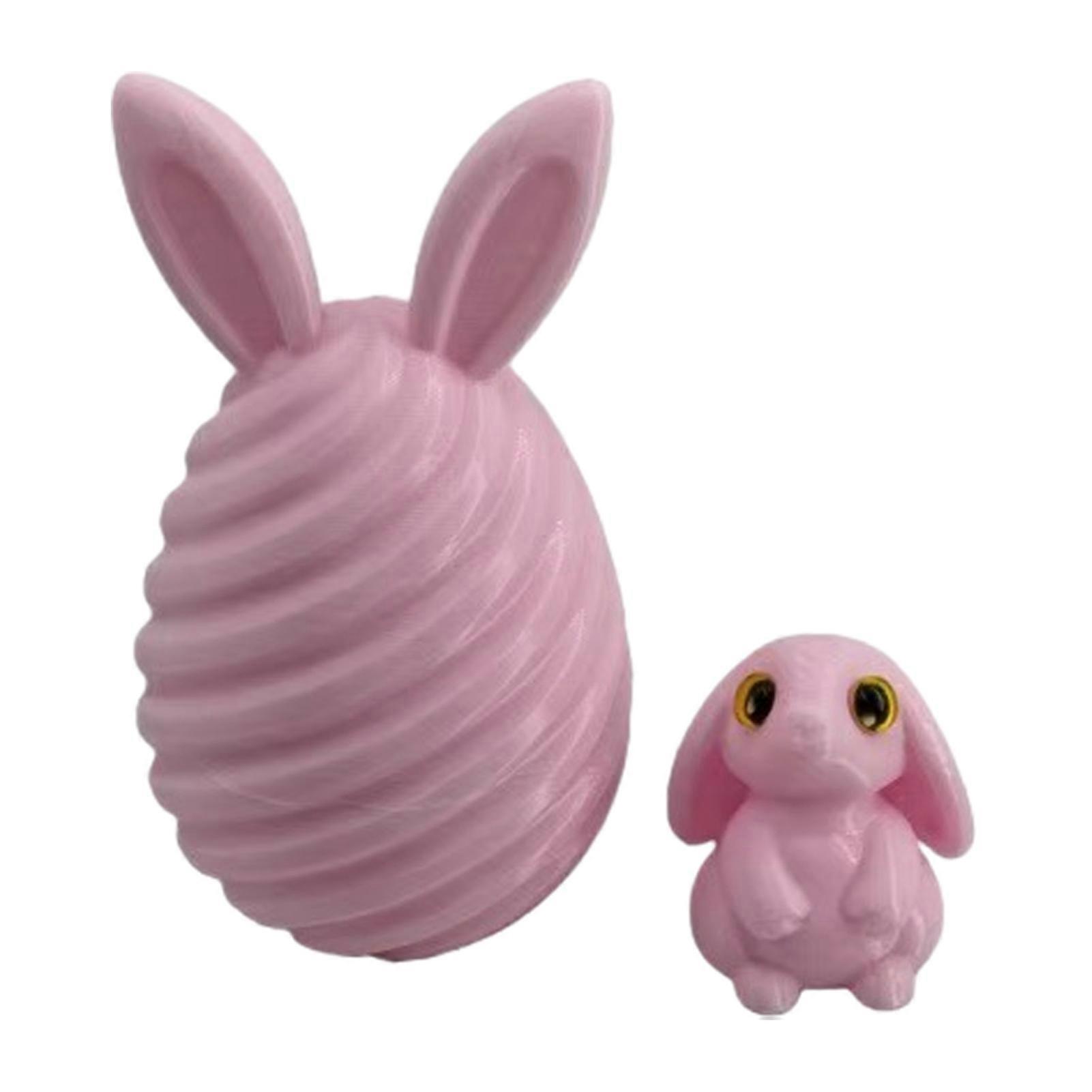 Easter Egg PLA 3D Printed Interactive Decor with Bunny Compact Size