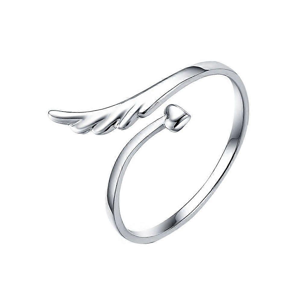 Lady Angle Wing Style Adjustable Finger Ring (Silver)