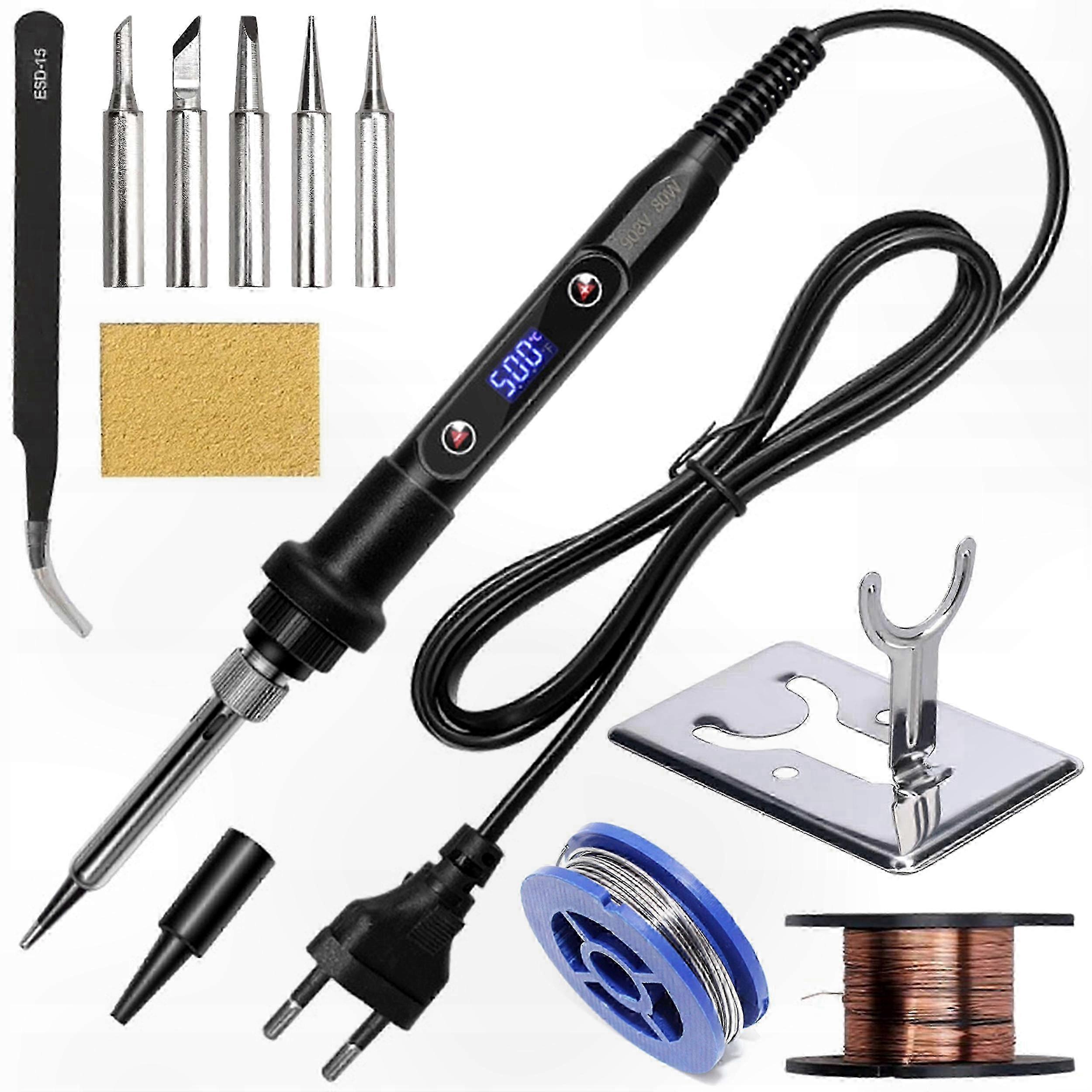 80W Adjustable Temperature Soldering Iron Kit with Precision Tip 180-500°C