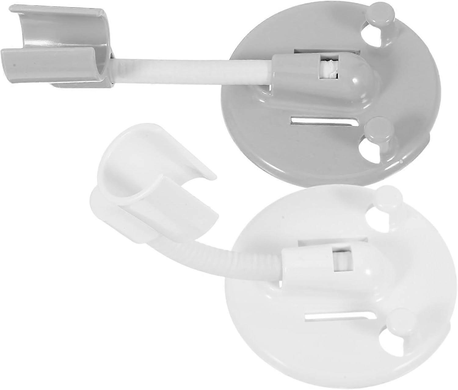 2Pcs Adjustable No Drill Shower Head Holder with Nonslip Adhesive Base Wall Mount Bracket