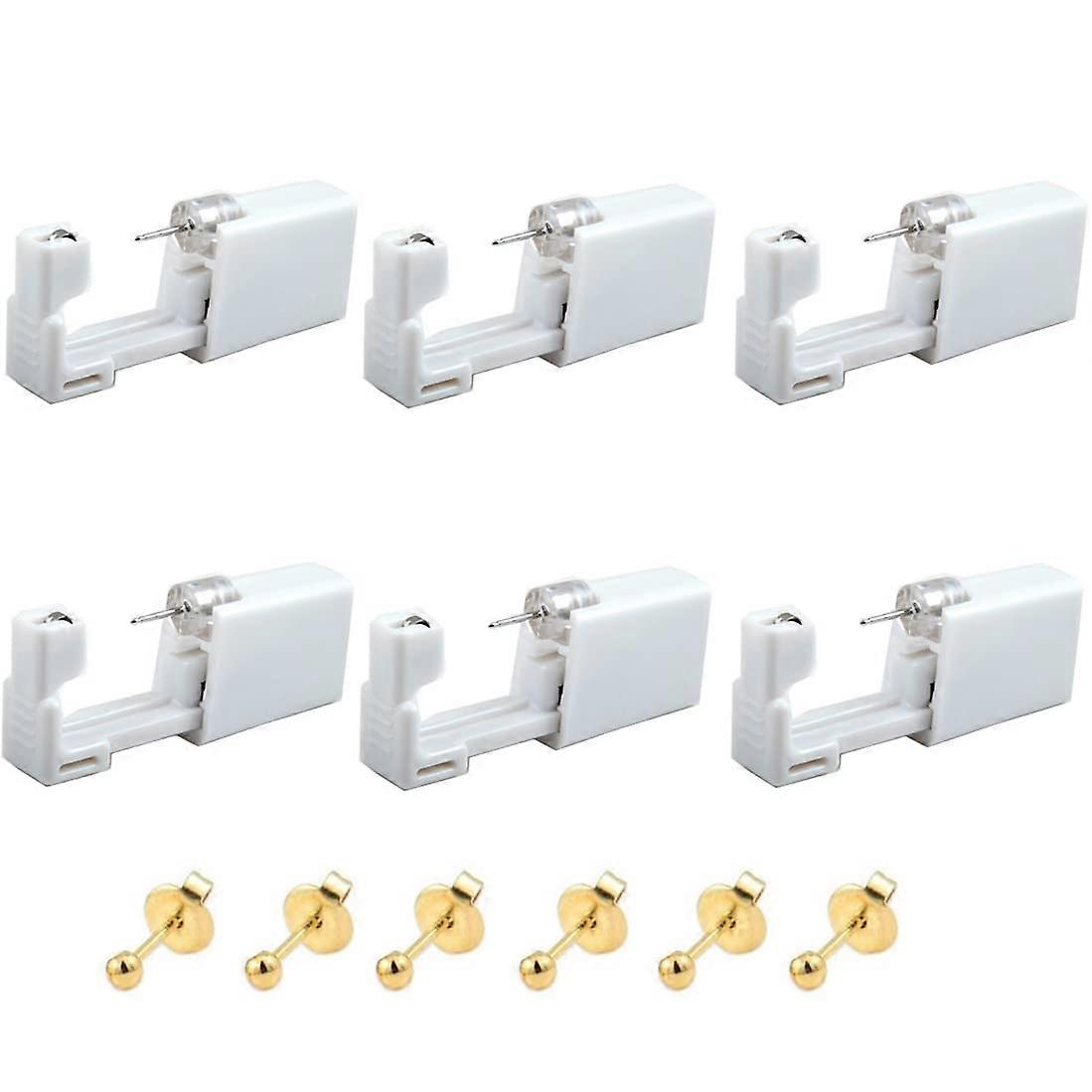 6 Pcs Disposable Ear Piercing Gun Kit with Preloaded Studs for Safe Easy Earlobe Piercing