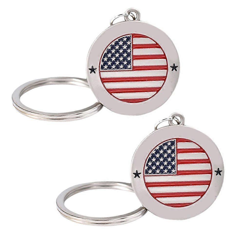 2pcs Backpack Keychain Us Flag Key Ring Bag Hanging Pendant Decoration