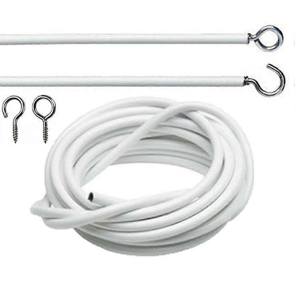 Curtain Wire Kit 3m White Adjustable Length with SelfAdhesive Hooks for Net Curtains