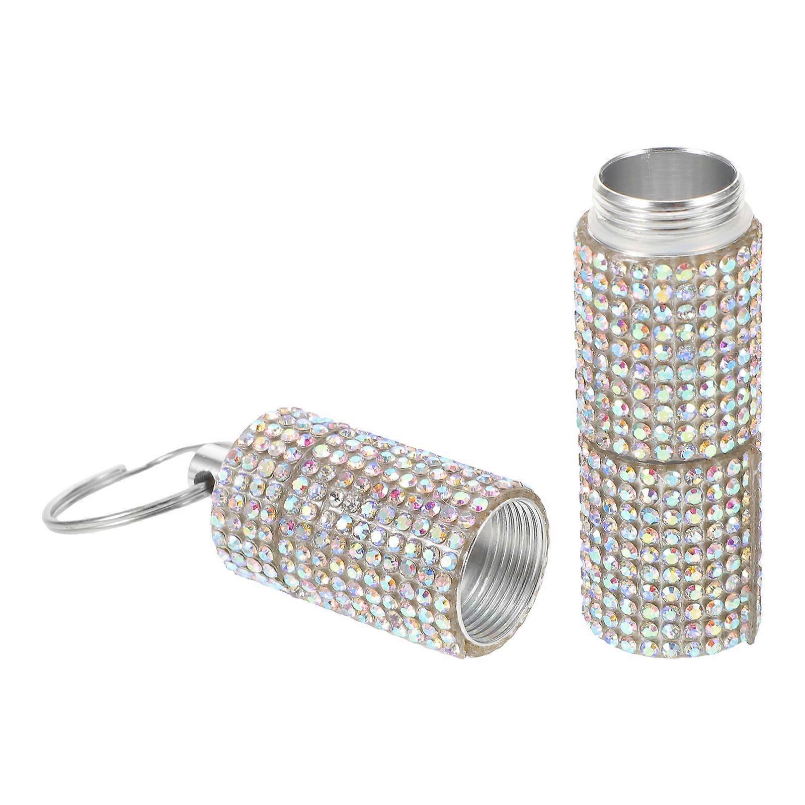 Keychain Medicine Holder with Three Sections Silver Metal