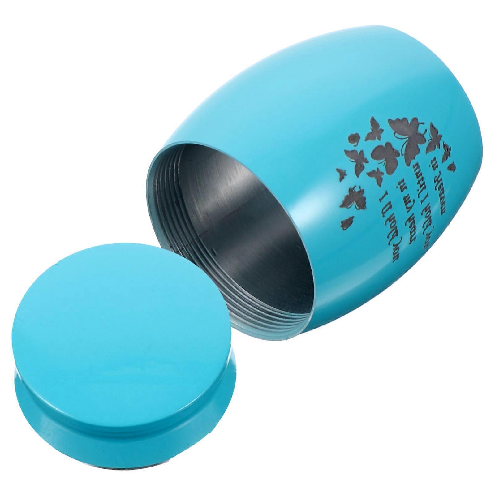 Blue Stainless Steel Urn Sealed Ashes Storage Container Small Keepsake Urn for Ashes