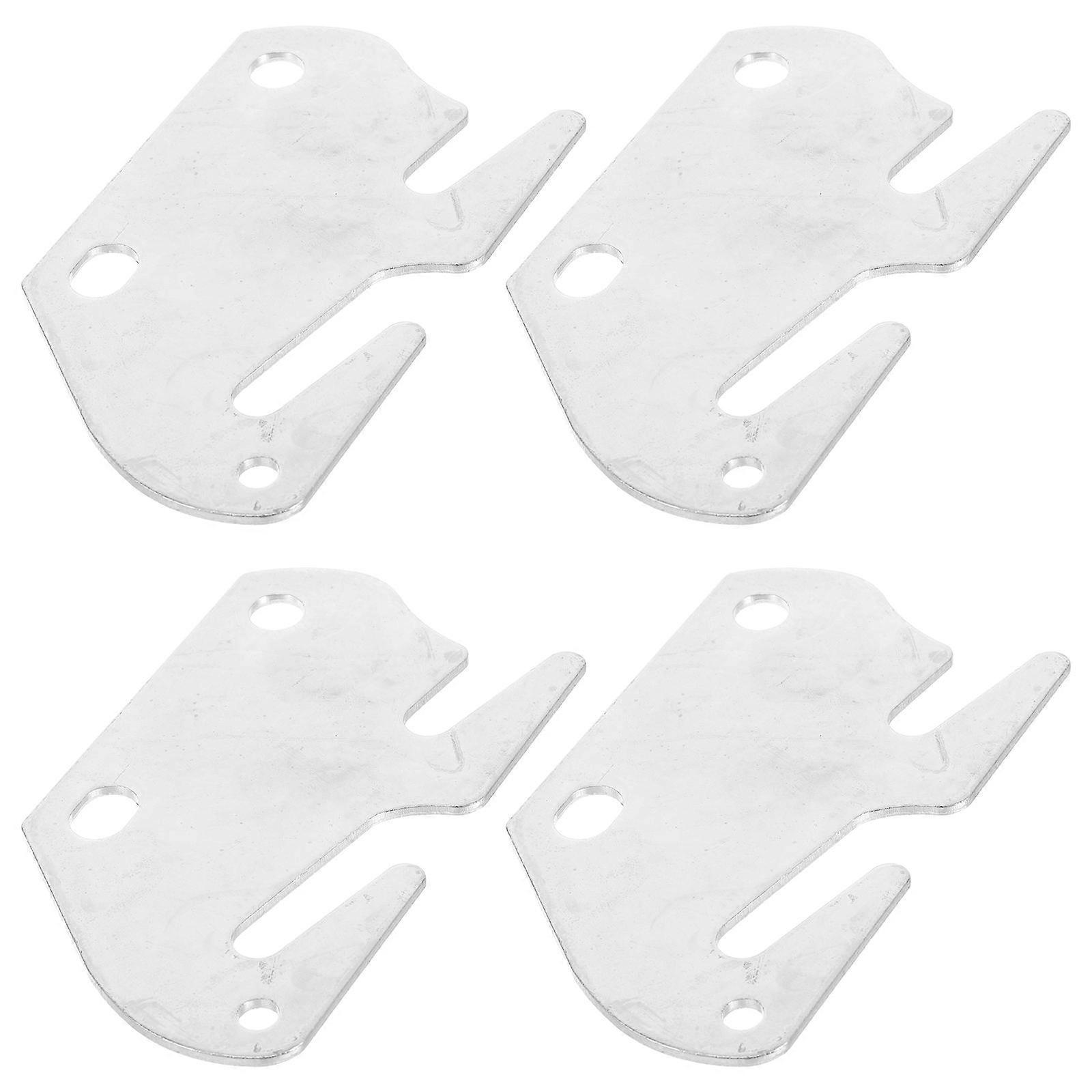 Wood Bed Rail Hook Plate for Bed Frame Replacement 4Pcs Silver Metal Hardware