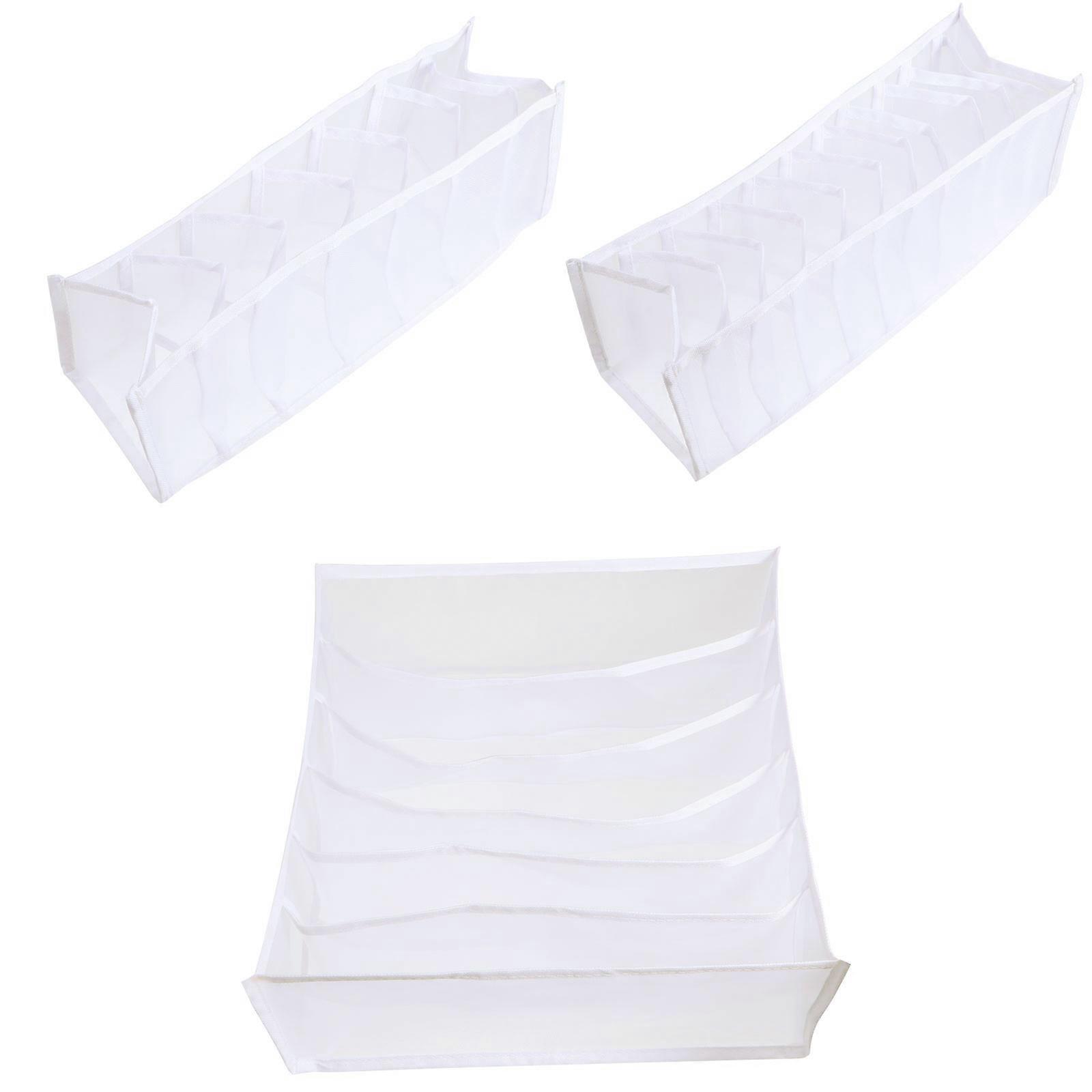 White Underwear Drawer Organizer Boxes for Closet Storage 3Pcs Set