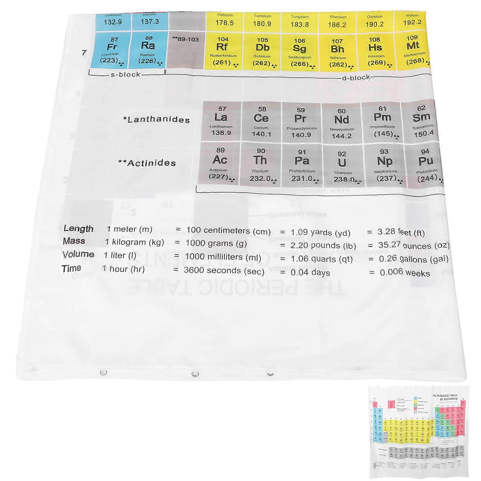 Periodic Table Shower Curtain Waterproof Function 2Sets for Home Use