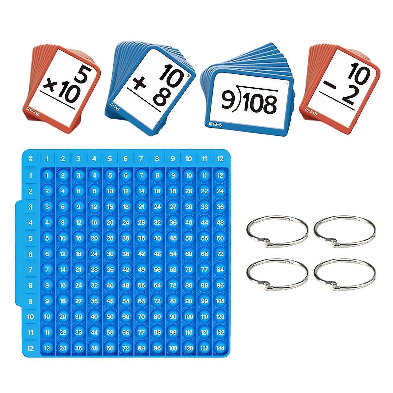 Math Flash Cards with Interactive Silicone Buttons, DoubleSided Addition Subtraction Multiplication Division Practice for Kids