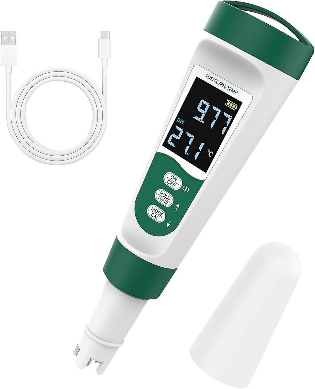 5-in-1 Digital PH Meter, with Voice Function, PH/TDS/EC/Temp/Salt Pool Salt