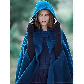 Kvinnor Hooded Cloak Cape Poncho Coat Jacket Baggy Casual Outwear Vinter