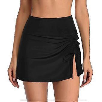High Waisted Swim Skirt with Built-in Shorts, Split Leg & Drawstring Compatible with Women
