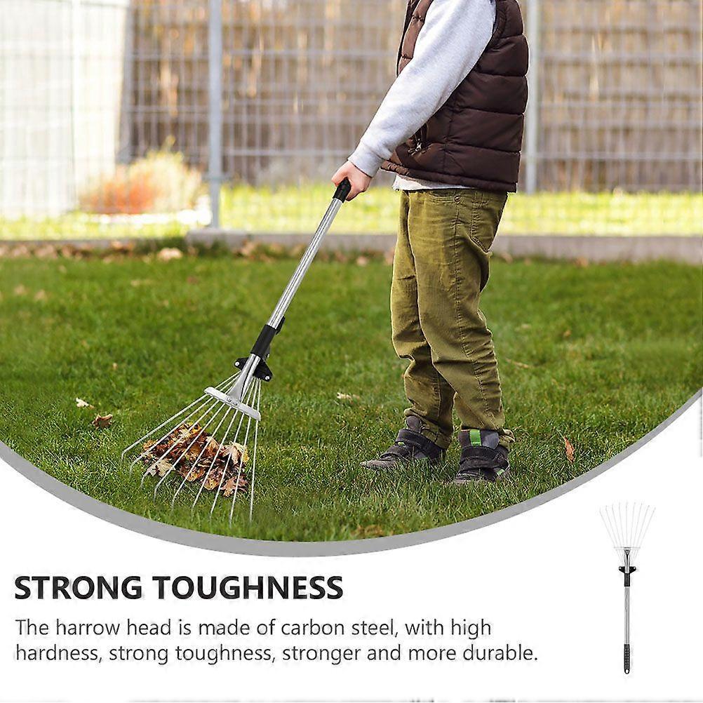 Retractable Leaf Grass Rake Practical Steel Wire Cleaning Garden Tools