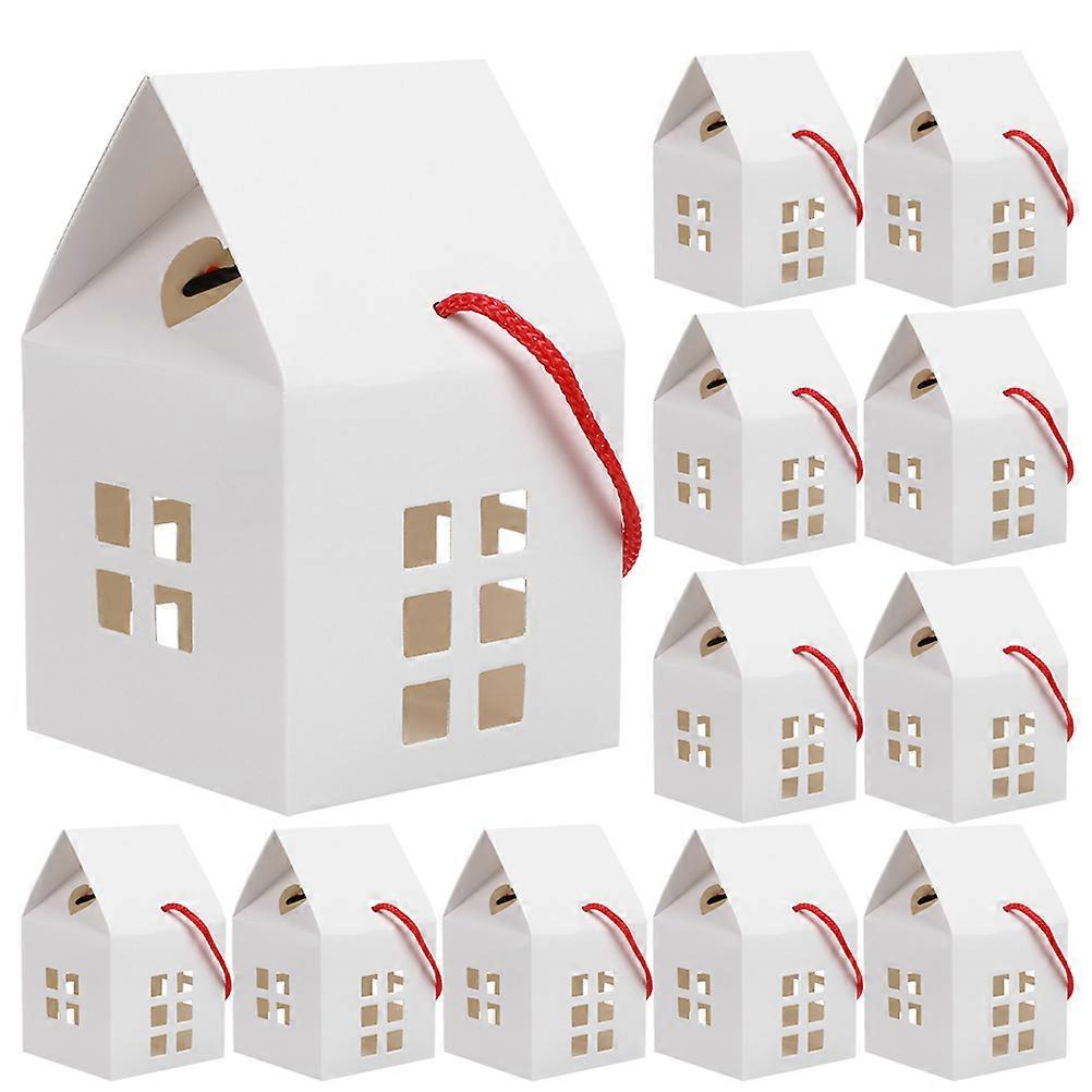 Candy Cookie Hollowed House Paper Boxes for Storage 24Pcs Multi-Function