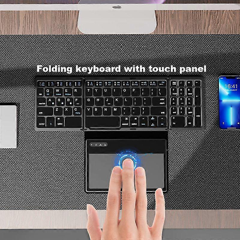 Four Foldable Wireless Keyboard Mini Foldable keyboard Bluetooth Keyboard With Touchpad Number Buttons For Windows, Android, IOS