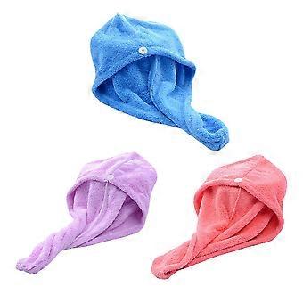 Coral Bathing Cap Hair Towel Wrap for Drying Hair 3Pcs Shower Caps Assorted Color